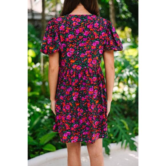 Shop the Mint Women’s XL Be Yourself Black Floral Babydoll Dress - Picture 2 of 10